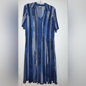 Blue and White Striped Dress